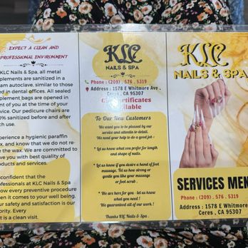 KLC Nails & Spa - Menu part 1 - Nail Salons Near Me - Ceres, California