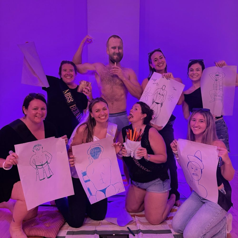 Drink & Draw - The girls and our model, Arno! - Team Building Activities Near Me Drink & Draw - The girls and our model, Arno! - Team Building Activities Near Me