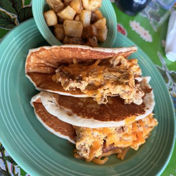 The Flying Biscuit Cafe - Pancake Tacos w/ chicken chorizo - Southern Near Me - Houston, Texas The Flying Biscuit Cafe - Pancake Tacos w/ chicken chorizo - Southern Near Me - Houston, Texas