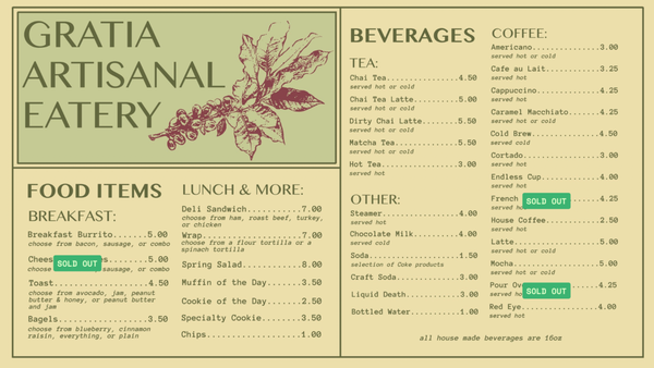 Menu photo 2 Gratia Artisanal Eatery Columbus, MS