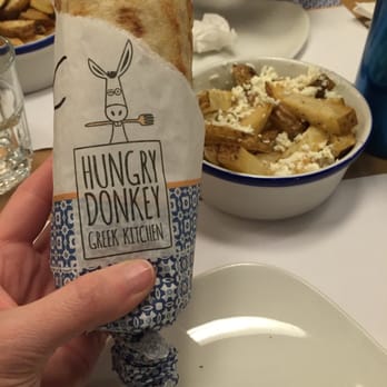 Hungry Donkey - Feta chips and chicken pita wrap. Definitely get the feta chips - amazing! - Greek Near Me - London, XGL