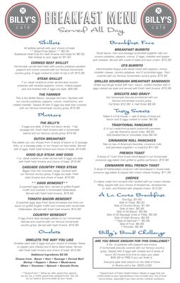Menu photo 6 Billy's Cafe Burlington, WA