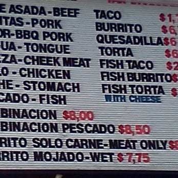 Taco Azteca Original - Oct 2014- menu - Mexican Near Me - Glendale, California