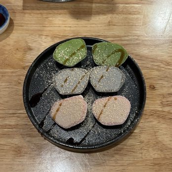 Oni Kuma - mochi trio - strawberry, matcha, and black sesame ($10) - Izakaya Near Me - Mill Valley, California