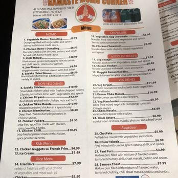 Namaste Momo Corner - Menu - Fast Food Near Me - Pittsburgh, Pennsylvania Namaste Momo Corner - Menu - Fast Food Near Me - Pittsburgh, Pennsylvania