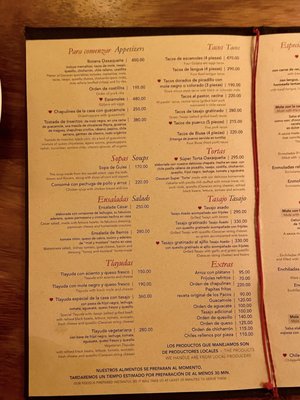 Menu photo 1 Los Pacos Oaxaca, OAX