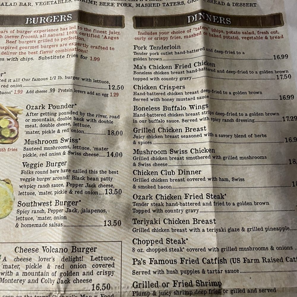 Ozark Cafe - Menu section - American Near Me - Jasper, Arkansas