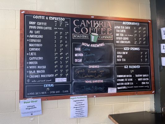 Menu photo 5 Cambria Coffee Cambria, CA