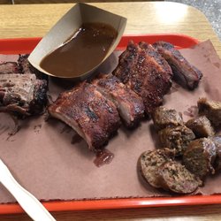 Bodacious Bar-B-Q - Brisket, ribs and garlic cheddar sausage