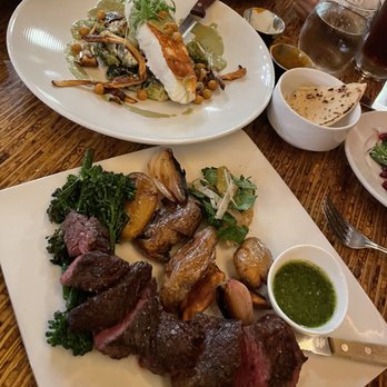 Stella - Halibut with Brussels sprouts & Seared Steak with crispy fingerling potatoes - Specialty Food Near Me - Truckee, California Stella - Halibut with Brussels sprouts & Seared Steak with crispy fingerling potatoes - Specialty Food Near Me - Truckee, California