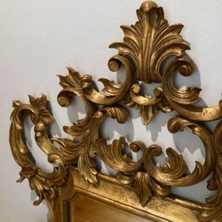 Harrison & Gil large ornate gold gilt carved wood wall mirror, Baroque style 37"x 56" some chipping