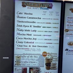 Boston Coffeehouse - Drink menu