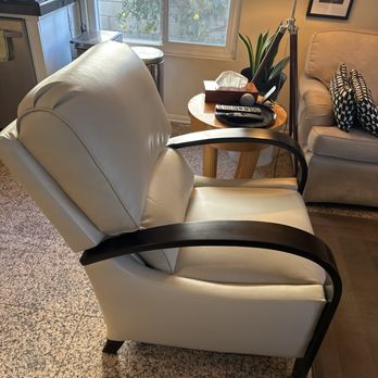 Remy Design Upholstery - Recliner: new reupholstered and finished the wood arm rest we are so glad & happy for the final product! - Furniture Repair Near Me - Cerritos, California Remy Design Upholstery - Recliner: new reupholstered and finished the wood arm rest we are so glad & happy for the final product! - Furniture Repair Near Me - Cerritos, California