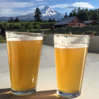 Solera Brewery - Apple Blossom beer and the view of Mt. Hood from the outdoor area - Breweries Near Me - Mount Hood Parkdale, Oregon Solera Brewery - Apple Blossom beer and the view of Mt. Hood from the outdoor area - Breweries Near Me - Mount Hood Parkdale, Oregon