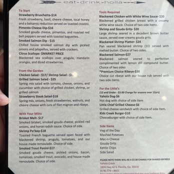 Yahola Creek - The regular menu - Seafood Near Me - Flovilla, Georgia Yahola Creek - The regular menu - Seafood Near Me - Flovilla, Georgia