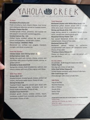 Menu photo 2 Yahola Creek Flovilla, GA Menu photo 2 Yahola Creek Flovilla, GA