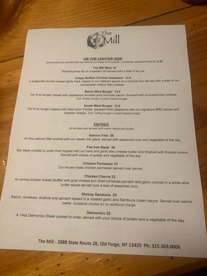 Menu photo 2 The Mill Old Forge, NY