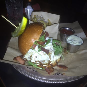 Flying Pig Pub & Kitchen - Chuck Burger with fried egg and Bacon - Pubs Near Me - Oceanside, California Flying Pig Pub & Kitchen - Chuck Burger with fried egg and Bacon - Pubs Near Me - Oceanside, California