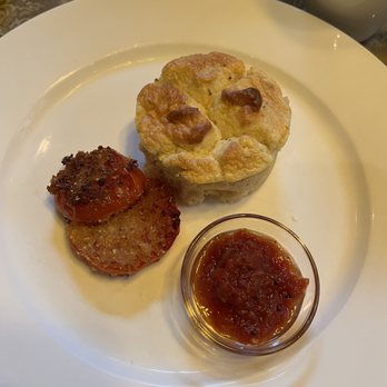 The Old Rectory - Cheese soufflé with fried tomato and chili condiment - Bed & Breakfast Near Me - Stratford, Ontario