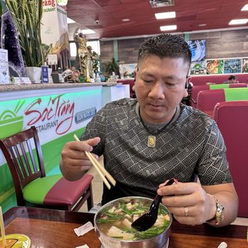Soc Trang Restaurant - My husband eating bun nuoc leo - Vietnamese Near Me - Westminster, California Soc Trang Restaurant - My husband eating bun nuoc leo - Vietnamese Near Me - Westminster, California
