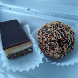 Big Joe's Convenience - Peanut butter Nanaimo Bar $2.50 and Milano's Monkey Ball $2.50.