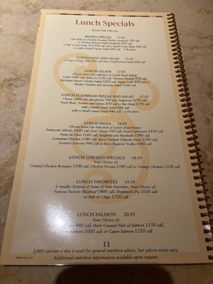 Menu photo 1 The Cheesecake Factory West Nyack, NY Menu photo 1 The Cheesecake Factory West Nyack, NY