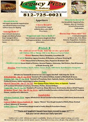 Menu photo 8 Legacy Pizza & Bakery New Albany, IN Menu photo 8 Legacy Pizza & Bakery New Albany, IN
