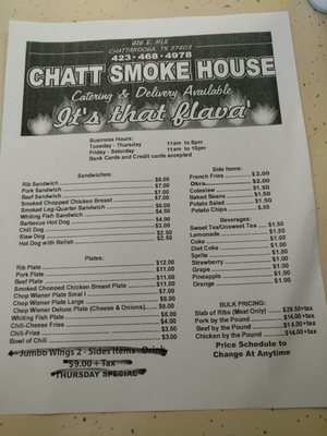 Menu photo 5 Chatt Smoke House Chattanooga, TN
