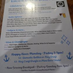 Kilcare Bar and Grill - Drink menu