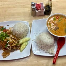 Mam’s Thai Cuisine - Pad Woon Sen with chicken and Panang Curry with beef.