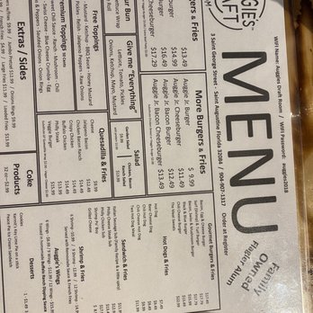 Auggie's Draft Room - Menu - Sports Bars Near Me - Saint Augustine, Florida