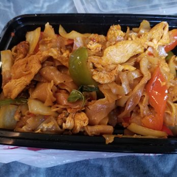 Thai Thai - Drunken noodles with chicken lvl 5 - Thai Near Me - Santee, California Thai Thai - Drunken noodles with chicken lvl 5 - Thai Near Me - Santee, California
