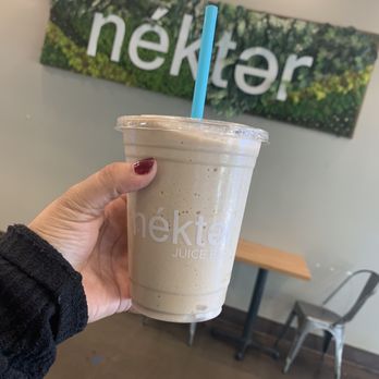 Nekter Juice Bar - Small Cold Brew Protein Smoothie. Just under $8- 310 cals - Juice Bars & Smoothies Near Me - Brea, California Nekter Juice Bar - Small Cold Brew Protein Smoothie. Just under $8- 310 cals - Juice Bars & Smoothies Near Me - Brea, California