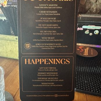Sycamore Den - Menu - Cocktail Bars Near Me - San Diego, California