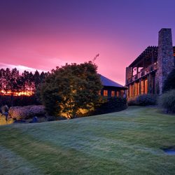 Outdoor garden at sunset