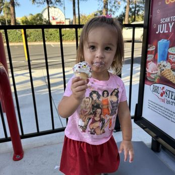 Bruster's Real Ice Cream - Baby girl enjoying her free cone - Ice Cream & Frozen Yogurt Near Me - La Mesa, California Bruster's Real Ice Cream - Baby girl enjoying her free cone - Ice Cream & Frozen Yogurt Near Me - La Mesa, California