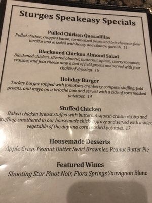 Menu photo 8 The Sturges Speakeasy Harrisburg, PA