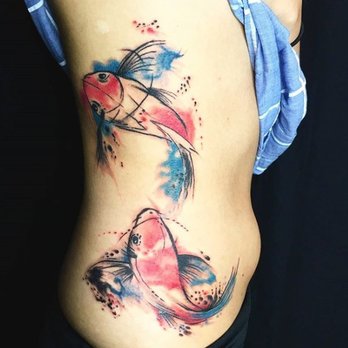KT Dragon Tattoo - Quang did an amazing job with my water color kois! - Tattoo Near Me - San Jose, California KT Dragon Tattoo - Quang did an amazing job with my water color kois! - Tattoo Near Me - San Jose, California