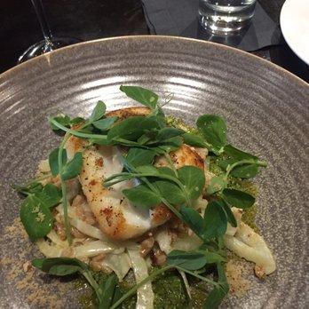 Peerless Restaurant & Bar - Halibut with braised fennel and pearled faro - New American Near Me - Ashland, Oregon