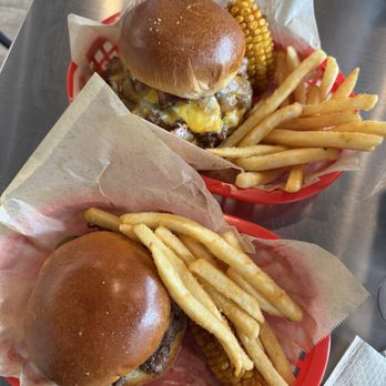 Good Buns - front: single // back: good buns burger -split an order of fries & both burgers came with a corn rib! - Burgers Near Me - Buena Park, California Good Buns - front: single // back: good buns burger -split an order of fries & both burgers came with a corn rib! - Burgers Near Me - Buena Park, California