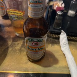 Pho Saigon - Beerlao, a Laotian lager. Malt forward with a clean hoppy finish without too much bite. Bready with a hint of bananas.