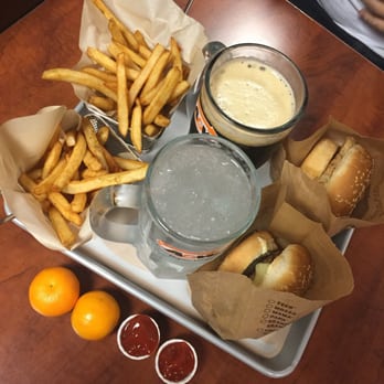A&W - a tray of food including a burger, fries, and oranges - Burgers Near Me - Hamilton, Ontario