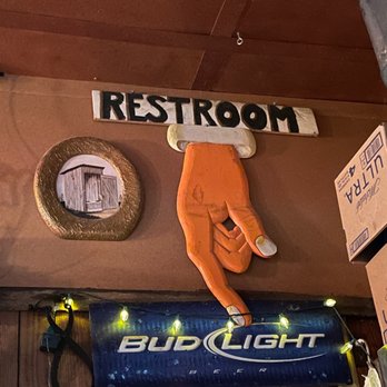 Coyote Bluff Cafe - Photo of an outhouse framed in a toilet seat - Burgers Near Me - Amarillo, Texas