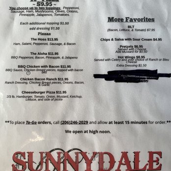 Sunnydale Saloon - Menu - Bars Near Me - SeaTac, Washington Sunnydale Saloon - Menu - Bars Near Me - SeaTac, Washington