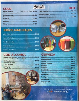 Menu photo 2 Playa Azul Mexican Restaurant Vista, CA