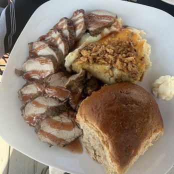Nutwood Winery Tasting Room & Vineyard Cafe - Special pork tenderloin with cheddar mashed potatoes and the most amazing roll with butter - Wine Tasting Room Near Me - LaGrange, Georgia Nutwood Winery Tasting Room & Vineyard Cafe - Special pork tenderloin with cheddar mashed potatoes and the most amazing roll with butter - Wine Tasting Room Near Me - LaGrange, Georgia
