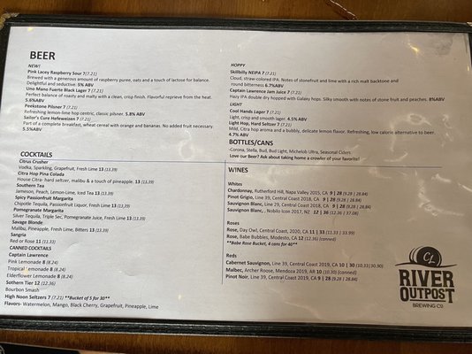 Menu photo 2 River Outpost Brewing Co. Peekskill, NY