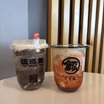 The Whale Tea - Left is Creme Brulee Oreo Milk Tea, right is Strawberry Fresh Milk - Bubble Tea Near Me - Huntsville, Texas The Whale Tea - Left is Creme Brulee Oreo Milk Tea, right is Strawberry Fresh Milk - Bubble Tea Near Me - Huntsville, Texas