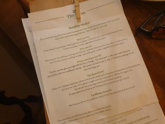 Menu photo 1 The Swan Pewsey, WIL