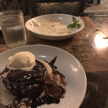 Farmer's Table - Finished bread pudding and Lava cake. - New American Near Me - La Mesa, California Farmer's Table - Finished bread pudding and Lava cake. - New American Near Me - La Mesa, California
